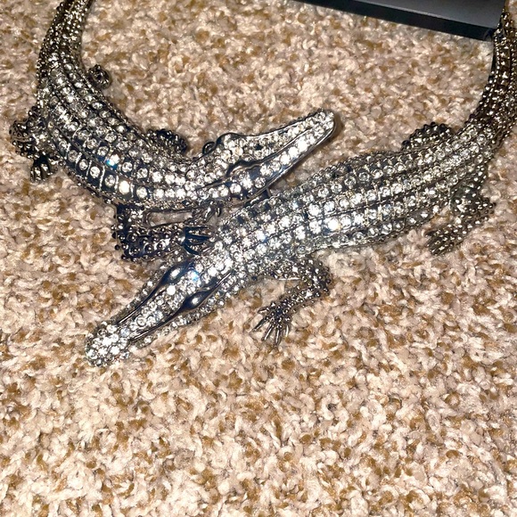 Alligator statement silver necklace(New) - Picture 6 of 7